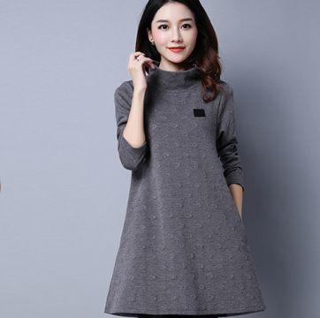 1A-351實(shí)拍2016秋冬新款?yuàn)A棉文藝范休閑大碼女裝長袖高領(lǐng)連衣裙3299產(chǎn)品詳解